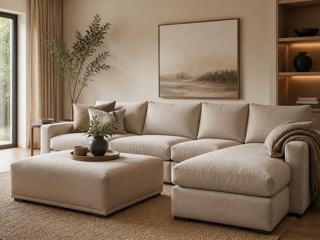 Sample after view of a clean cream sectional
